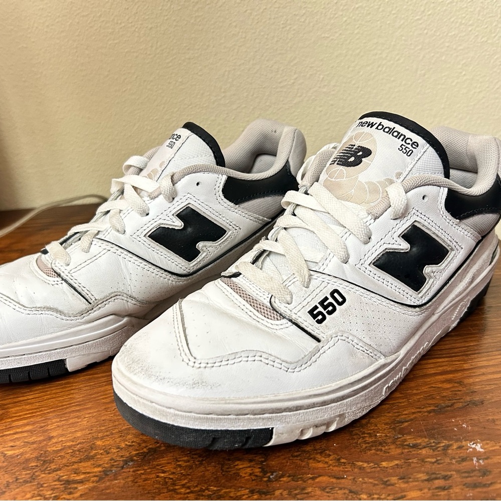 New Balance 550 White and Black Sneakers - Picture 1 of 5